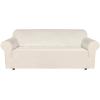 imageHVERSAILTEX Wingback Chair Covers Velvet Plush Wing Chair Slipcover 1 Piece High Stretch Wing Back Chair Slipcovers Sofa Cover Furniture Cover with Elastic Bottom CamelIvory