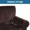 imageHVERSAILTEX Wingback Chair Covers Velvet Plush Wing Chair Slipcover 1 Piece High Stretch Wing Back Chair Slipcovers Sofa Cover Furniture Cover with Elastic Bottom CamelChocolate