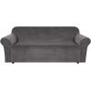 imageHVERSAILTEX Wingback Chair Covers Velvet Plush Wing Chair Slipcover 1 Piece High Stretch Wing Back Chair Slipcovers Sofa Cover Furniture Cover with Elastic Bottom CamelCharcoal Gray