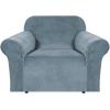 imageHVERSAILTEX Wingback Chair Covers Velvet Plush Wing Chair Slipcover 1 Piece High Stretch Wing Back Chair Slipcovers Sofa Cover Furniture Cover with Elastic Bottom CamelStone Blue