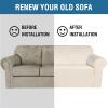 imageHVERSAILTEX Wingback Chair Covers Velvet Plush Wing Chair Slipcover 1 Piece High Stretch Wing Back Chair Slipcovers Sofa Cover Furniture Cover with Elastic Bottom CamelIvory