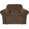 imageHVERSAILTEX Wingback Chair Covers Velvet Plush Wing Chair Slipcover 1 Piece High Stretch Wing Back Chair Slipcovers Sofa Cover Furniture Cover with Elastic Bottom CamelBronze Brown