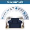 imageHVERSAILTEX Wingback Chair Covers Velvet Plush Wing Chair Slipcover 1 Piece High Stretch Wing Back Chair Slipcovers Sofa Cover Furniture Cover with Elastic Bottom CamelNavy