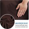 imageHVERSAILTEX Wingback Chair Covers Velvet Plush Wing Chair Slipcover 1 Piece High Stretch Wing Back Chair Slipcovers Sofa Cover Furniture Cover with Elastic Bottom CamelChocolate