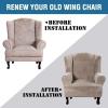 imageHVERSAILTEX Wingback Chair Covers Velvet Plush Wing Chair Slipcover 1 Piece High Stretch Wing Back Chair Slipcovers Sofa Cover Furniture Cover with Elastic Bottom CamelTaupe