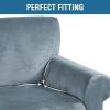 imageHVERSAILTEX Wingback Chair Covers Velvet Plush Wing Chair Slipcover 1 Piece High Stretch Wing Back Chair Slipcovers Sofa Cover Furniture Cover with Elastic Bottom CamelStone Blue