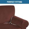 imageHVERSAILTEX Wingback Chair Covers Velvet Plush Wing Chair Slipcover 1 Piece High Stretch Wing Back Chair Slipcovers Sofa Cover Furniture Cover with Elastic Bottom CamelBurnt Brick