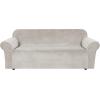 imageHVERSAILTEX Wingback Chair Covers Velvet Plush Wing Chair Slipcover 1 Piece High Stretch Wing Back Chair Slipcovers Sofa Cover Furniture Cover with Elastic Bottom CamelOatmeal