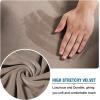 imageHVERSAILTEX Wingback Chair Covers Velvet Plush Wing Chair Slipcover 1 Piece High Stretch Wing Back Chair Slipcovers Sofa Cover Furniture Cover with Elastic Bottom CamelTaupe