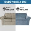 imageHVERSAILTEX Wingback Chair Covers Velvet Plush Wing Chair Slipcover 1 Piece High Stretch Wing Back Chair Slipcovers Sofa Cover Furniture Cover with Elastic Bottom CamelStone Blue