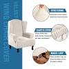 imageHVERSAILTEX Wingback Chair Covers Velvet Plush Wing Chair Slipcover 1 Piece High Stretch Wing Back Chair Slipcovers Sofa Cover Furniture Cover with Elastic Bottom CamelIvory