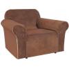 imageHVERSAILTEX Wingback Chair Covers Velvet Plush Wing Chair Slipcover 1 Piece High Stretch Wing Back Chair Slipcovers Sofa Cover Furniture Cover with Elastic Bottom CamelCaramel