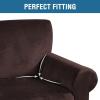 imageHVERSAILTEX Wingback Chair Covers Velvet Plush Wing Chair Slipcover 1 Piece High Stretch Wing Back Chair Slipcovers Sofa Cover Furniture Cover with Elastic Bottom CamelChocolate