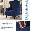 imageHVERSAILTEX Wingback Chair Covers Velvet Plush Wing Chair Slipcover 1 Piece High Stretch Wing Back Chair Slipcovers Sofa Cover Furniture Cover with Elastic Bottom CamelNavy