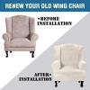 imageHVERSAILTEX Wingback Chair Covers Velvet Plush Wing Chair Slipcover 1 Piece High Stretch Wing Back Chair Slipcovers Sofa Cover Furniture Cover with Elastic Bottom CamelIvory