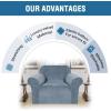 imageHVERSAILTEX Wingback Chair Covers Velvet Plush Wing Chair Slipcover 1 Piece High Stretch Wing Back Chair Slipcovers Sofa Cover Furniture Cover with Elastic Bottom CamelStone Blue
