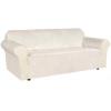 imageHVERSAILTEX Wingback Chair Covers Velvet Plush Wing Chair Slipcover 1 Piece High Stretch Wing Back Chair Slipcovers Sofa Cover Furniture Cover with Elastic Bottom CamelIvory