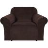 imageHVERSAILTEX Wingback Chair Covers Velvet Plush Wing Chair Slipcover 1 Piece High Stretch Wing Back Chair Slipcovers Sofa Cover Furniture Cover with Elastic Bottom CamelChocolate