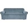 imageHVERSAILTEX Wingback Chair Covers Velvet Plush Wing Chair Slipcover 1 Piece High Stretch Wing Back Chair Slipcovers Sofa Cover Furniture Cover with Elastic Bottom CamelStone Blue