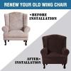 imageHVERSAILTEX Wingback Chair Covers Velvet Plush Wing Chair Slipcover 1 Piece High Stretch Wing Back Chair Slipcovers Sofa Cover Furniture Cover with Elastic Bottom CamelChocolate
