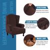 imageHVERSAILTEX Wingback Chair Covers Velvet Plush Wing Chair Slipcover 1 Piece High Stretch Wing Back Chair Slipcovers Sofa Cover Furniture Cover with Elastic Bottom CamelChocolate