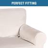 imageHVERSAILTEX Wingback Chair Covers Velvet Plush Wing Chair Slipcover 1 Piece High Stretch Wing Back Chair Slipcovers Sofa Cover Furniture Cover with Elastic Bottom CamelIvory