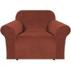 imageHVERSAILTEX Wingback Chair Covers Velvet Plush Wing Chair Slipcover 1 Piece High Stretch Wing Back Chair Slipcovers Sofa Cover Furniture Cover with Elastic Bottom CamelRust