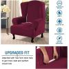 imageHVERSAILTEX Wingback Chair Covers Velvet Plush Wing Chair Slipcover 1 Piece High Stretch Wing Back Chair Slipcovers Sofa Cover Furniture Cover with Elastic Bottom CamelWineBurgundy