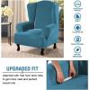 imageHVERSAILTEX Wingback Chair Covers Velvet Plush Wing Chair Slipcover 1 Piece High Stretch Wing Back Chair Slipcovers Sofa Cover Furniture Cover with Elastic Bottom CamelPeacock Blue