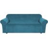 imageHVERSAILTEX Wingback Chair Covers Velvet Plush Wing Chair Slipcover 1 Piece High Stretch Wing Back Chair Slipcovers Sofa Cover Furniture Cover with Elastic Bottom CamelPeacock Blue