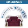 imageHVERSAILTEX Wingback Chair Covers Velvet Plush Wing Chair Slipcover 1 Piece High Stretch Wing Back Chair Slipcovers Sofa Cover Furniture Cover with Elastic Bottom CamelWineBurgundy