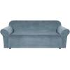 imageHVERSAILTEX Wingback Chair Covers Velvet Plush Wing Chair Slipcover 1 Piece High Stretch Wing Back Chair Slipcovers Sofa Cover Furniture Cover with Elastic Bottom CamelStone Blue