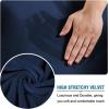 imageHVERSAILTEX Wingback Chair Covers Velvet Plush Wing Chair Slipcover 1 Piece High Stretch Wing Back Chair Slipcovers Sofa Cover Furniture Cover with Elastic Bottom CamelNavy