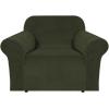 imageHVERSAILTEX Wingback Chair Covers Velvet Plush Wing Chair Slipcover 1 Piece High Stretch Wing Back Chair Slipcovers Sofa Cover Furniture Cover with Elastic Bottom CamelOlive