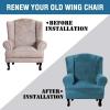 imageHVERSAILTEX Wingback Chair Covers Velvet Plush Wing Chair Slipcover 1 Piece High Stretch Wing Back Chair Slipcovers Sofa Cover Furniture Cover with Elastic Bottom CamelPeacock Blue