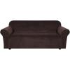 imageHVERSAILTEX Wingback Chair Covers Velvet Plush Wing Chair Slipcover 1 Piece High Stretch Wing Back Chair Slipcovers Sofa Cover Furniture Cover with Elastic Bottom CamelChocolate