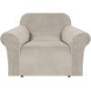 imageHVERSAILTEX Wingback Chair Covers Velvet Plush Wing Chair Slipcover 1 Piece High Stretch Wing Back Chair Slipcovers Sofa Cover Furniture Cover with Elastic Bottom CamelFrench Oak