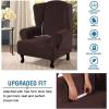 imageHVERSAILTEX Wingback Chair Covers Velvet Plush Wing Chair Slipcover 1 Piece High Stretch Wing Back Chair Slipcovers Sofa Cover Furniture Cover with Elastic Bottom CamelChocolate