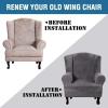 imageHVERSAILTEX Wingback Chair Covers Velvet Plush Wing Chair Slipcover 1 Piece High Stretch Wing Back Chair Slipcovers Sofa Cover Furniture Cover with Elastic Bottom CamelCharcoal Gray