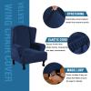 imageHVERSAILTEX Wingback Chair Covers Velvet Plush Wing Chair Slipcover 1 Piece High Stretch Wing Back Chair Slipcovers Sofa Cover Furniture Cover with Elastic Bottom CamelNavy