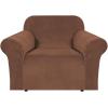 imageHVERSAILTEX Wingback Chair Covers Velvet Plush Wing Chair Slipcover 1 Piece High Stretch Wing Back Chair Slipcovers Sofa Cover Furniture Cover with Elastic Bottom CamelCaramel