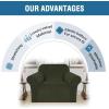 imageHVERSAILTEX Wingback Chair Covers Velvet Plush Wing Chair Slipcover 1 Piece High Stretch Wing Back Chair Slipcovers Sofa Cover Furniture Cover with Elastic Bottom CamelOlive