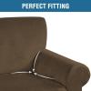 imageHVERSAILTEX Wingback Chair Covers Velvet Plush Wing Chair Slipcover 1 Piece High Stretch Wing Back Chair Slipcovers Sofa Cover Furniture Cover with Elastic Bottom CamelBronze Brown