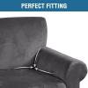 imageHVERSAILTEX Wingback Chair Covers Velvet Plush Wing Chair Slipcover 1 Piece High Stretch Wing Back Chair Slipcovers Sofa Cover Furniture Cover with Elastic Bottom CamelCharcoal Gray