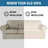 imageHVERSAILTEX Wingback Chair Covers Velvet Plush Wing Chair Slipcover 1 Piece High Stretch Wing Back Chair Slipcovers Sofa Cover Furniture Cover with Elastic Bottom CamelIvory