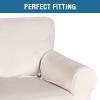 imageHVERSAILTEX Wingback Chair Covers Velvet Plush Wing Chair Slipcover 1 Piece High Stretch Wing Back Chair Slipcovers Sofa Cover Furniture Cover with Elastic Bottom CamelIvory