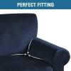 imageHVERSAILTEX Wingback Chair Covers Velvet Plush Wing Chair Slipcover 1 Piece High Stretch Wing Back Chair Slipcovers Sofa Cover Furniture Cover with Elastic Bottom CamelNavy