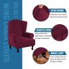 imageHVERSAILTEX Wingback Chair Covers Velvet Plush Wing Chair Slipcover 1 Piece High Stretch Wing Back Chair Slipcovers Sofa Cover Furniture Cover with Elastic Bottom CamelWineBurgundy