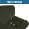 imageHVERSAILTEX Wingback Chair Covers Velvet Plush Wing Chair Slipcover 1 Piece High Stretch Wing Back Chair Slipcovers Sofa Cover Furniture Cover with Elastic Bottom CamelOlive