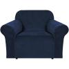 imageHVERSAILTEX Wingback Chair Covers Velvet Plush Wing Chair Slipcover 1 Piece High Stretch Wing Back Chair Slipcovers Sofa Cover Furniture Cover with Elastic Bottom CamelNavy